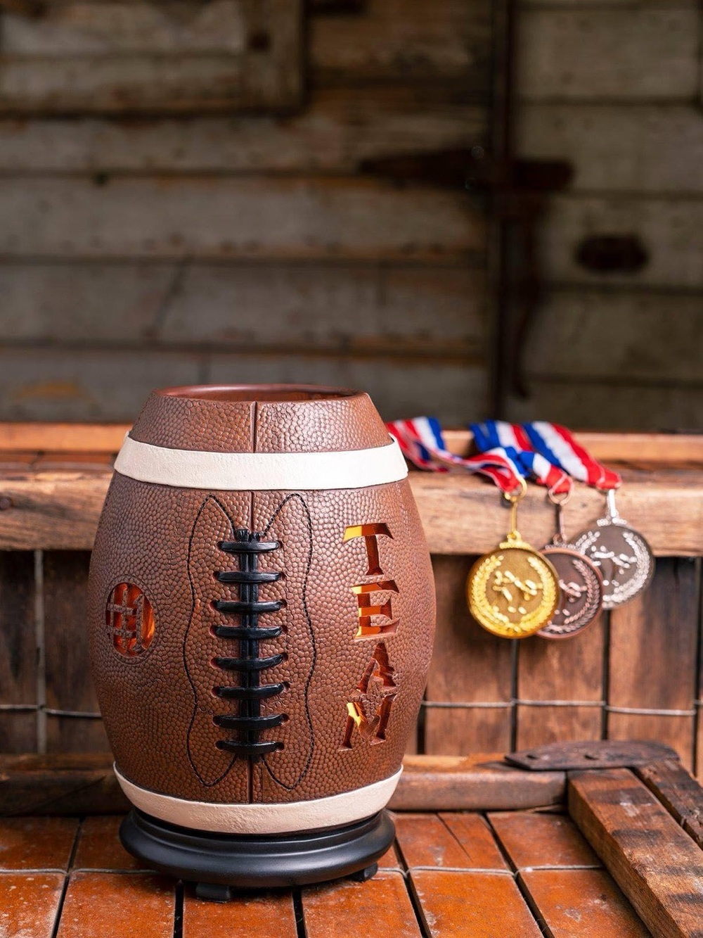 Pink Zebra Brown Football Team Themed Wax Warmer